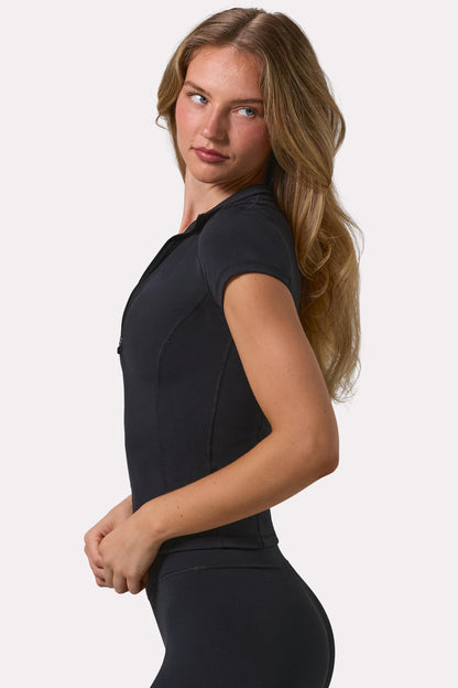 Soft Active Quarter-Zip Top in Black