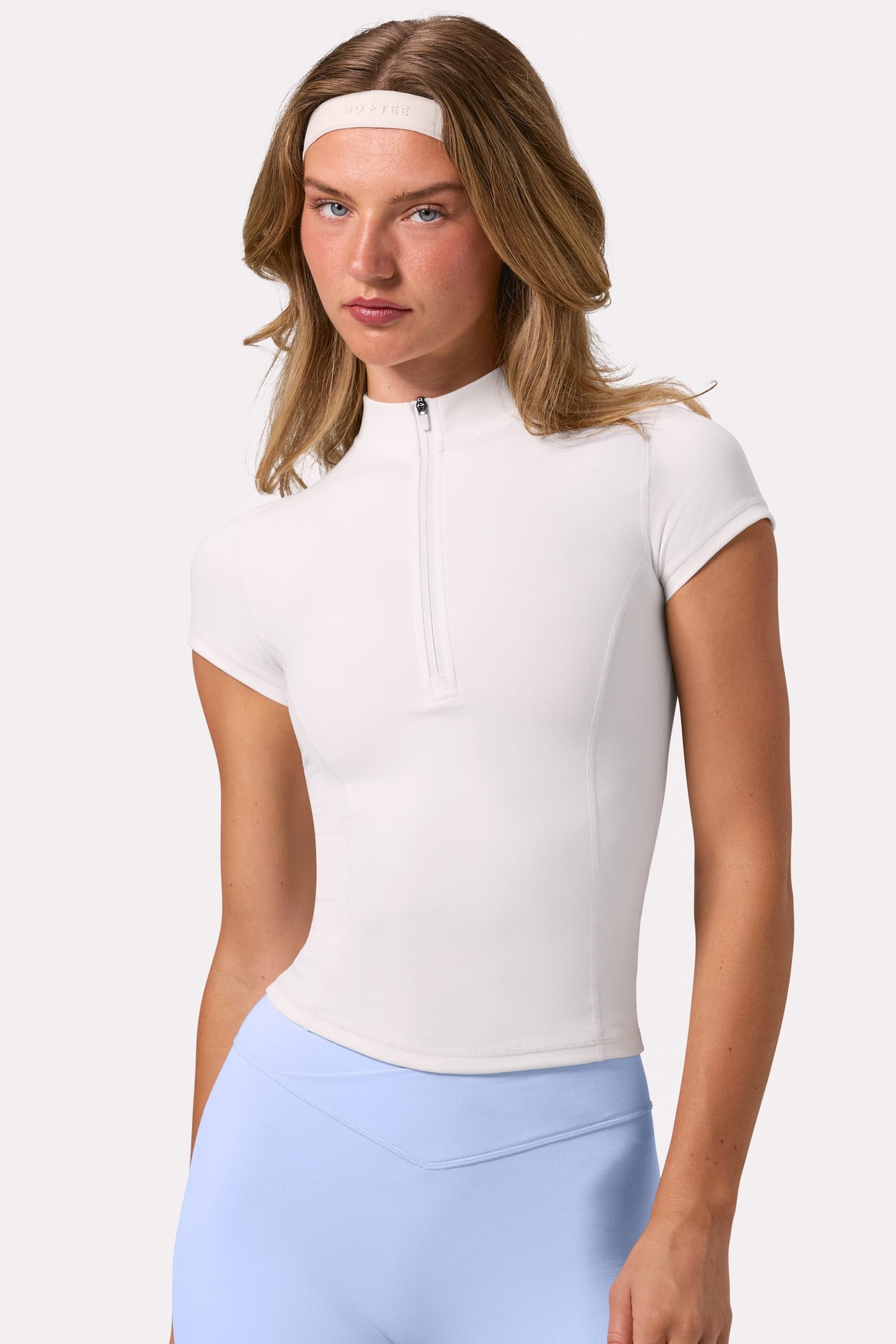 Soft Active Quarter-Zip Top in Coconut