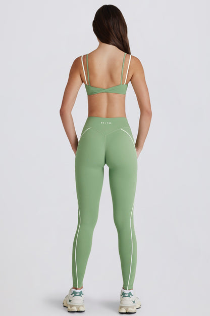 Soft Active Twist-Front Leggings in Jade