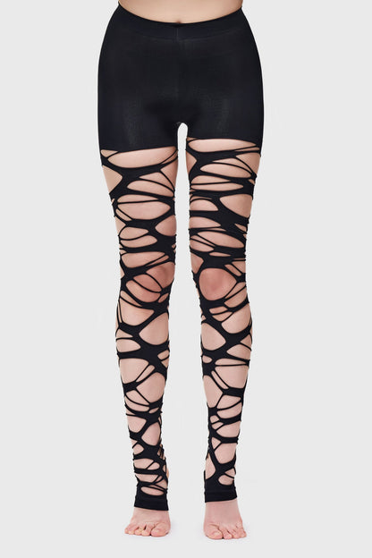 Carved Up Slashed Tights