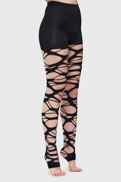 Carved Up Slashed Tights