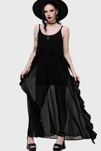 Cathedral Garden Chiffon Ruffle Maxi Dress