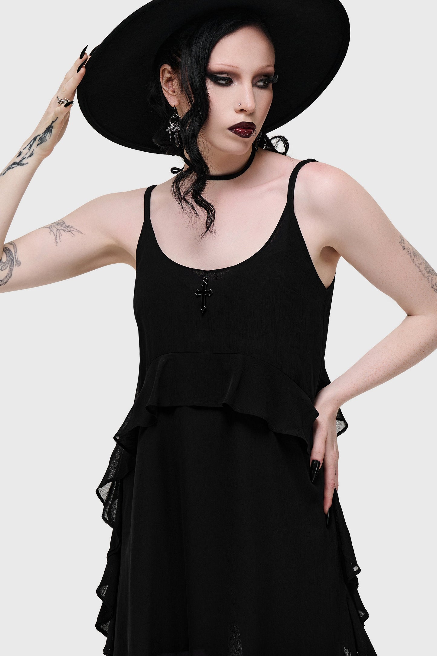 Cathedral Garden Chiffon Ruffle Maxi Dress