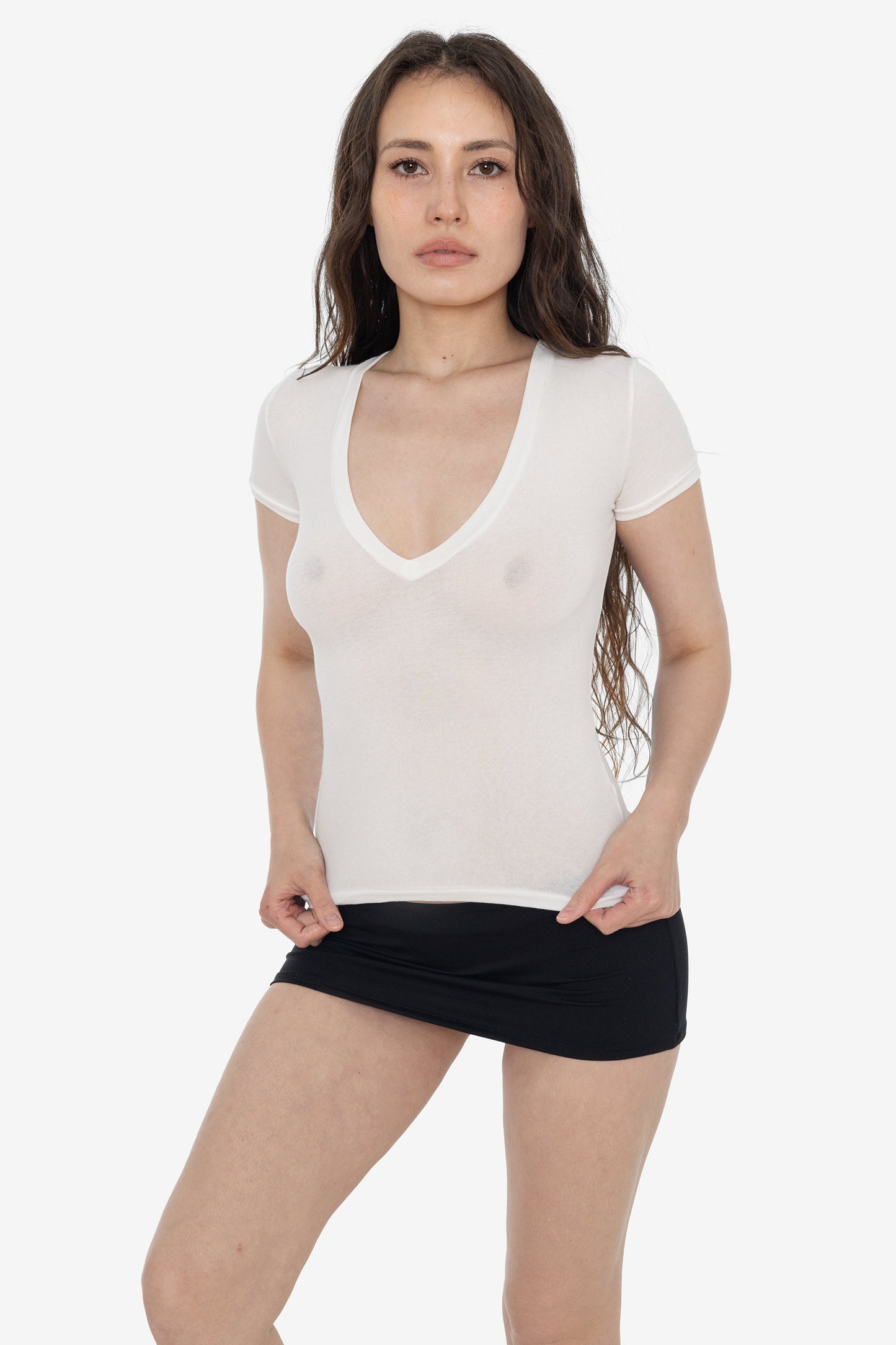 CC356 - Cheesecloth Fitted V-Neck T-Shirt