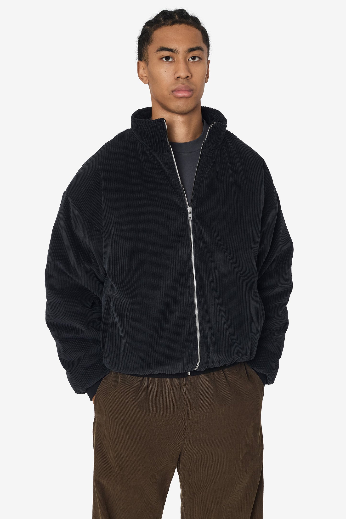 CD410PD - Corduroy Puffy Zip Up Jacket