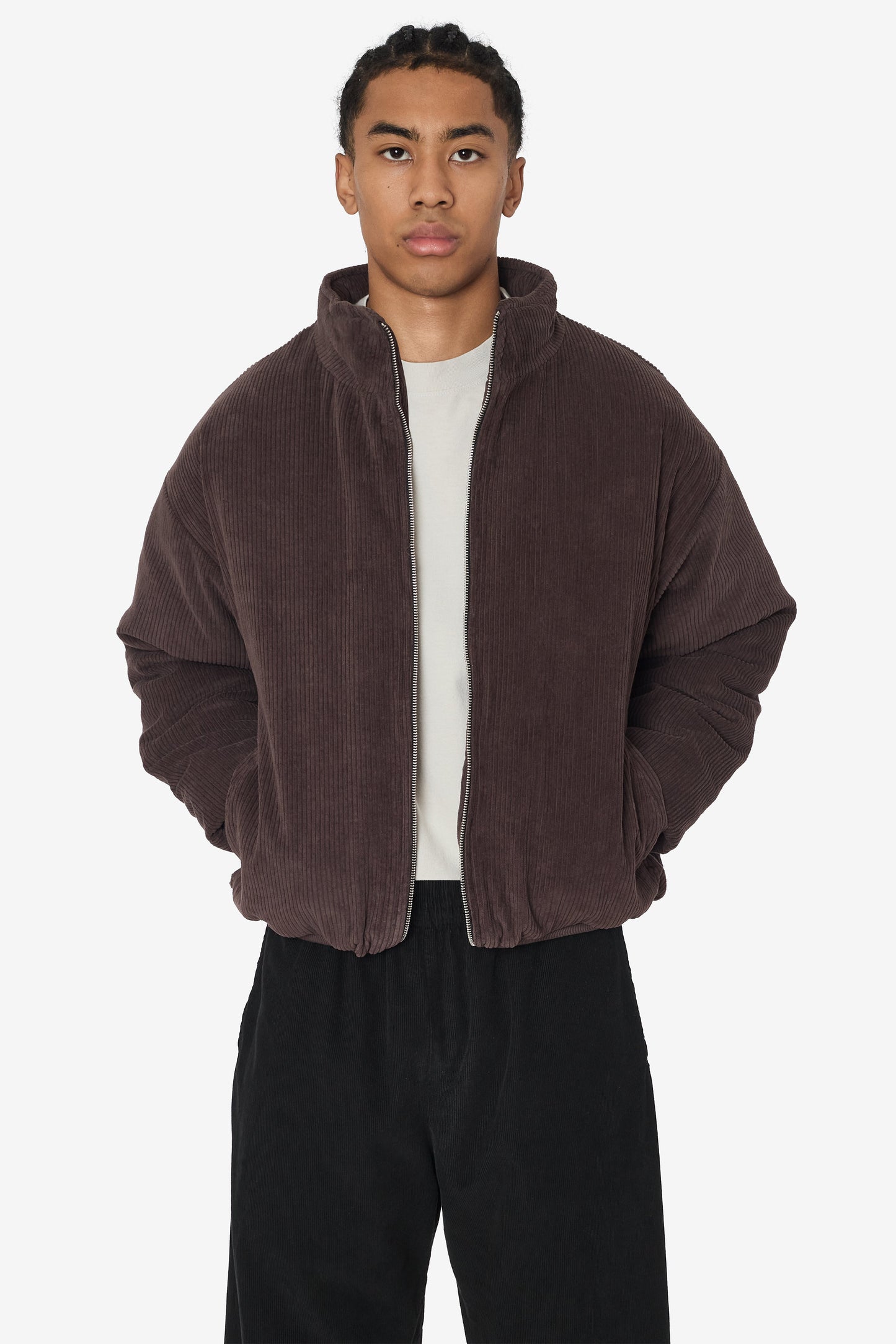 CD410PD - Corduroy Puffy Zip Up Jacket