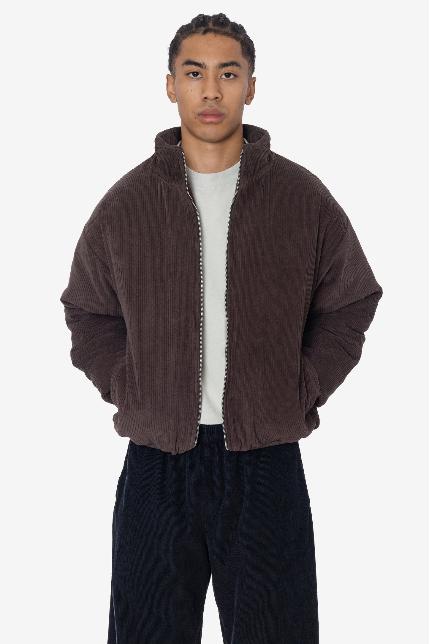 CD410PD - Corduroy Puffy Zip Up Jacket
