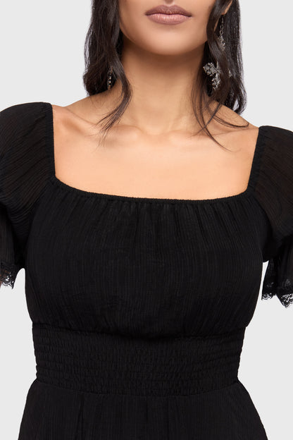 Celestial Night Off The Shoulder Mini Dress [Black]