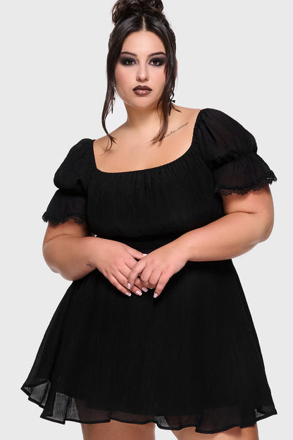 Celestial Night Off The Shoulder Mini Dress [Black]