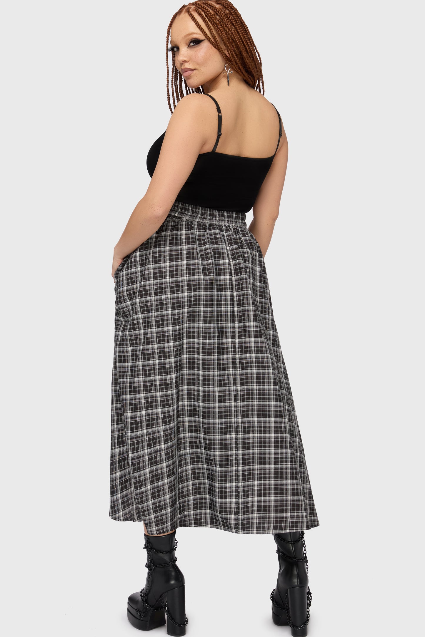 Chapel Blessing Plaid Midi Skirt