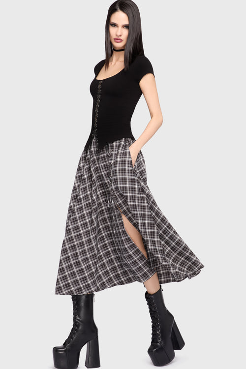 Chapel Blessing Plaid Midi Skirt