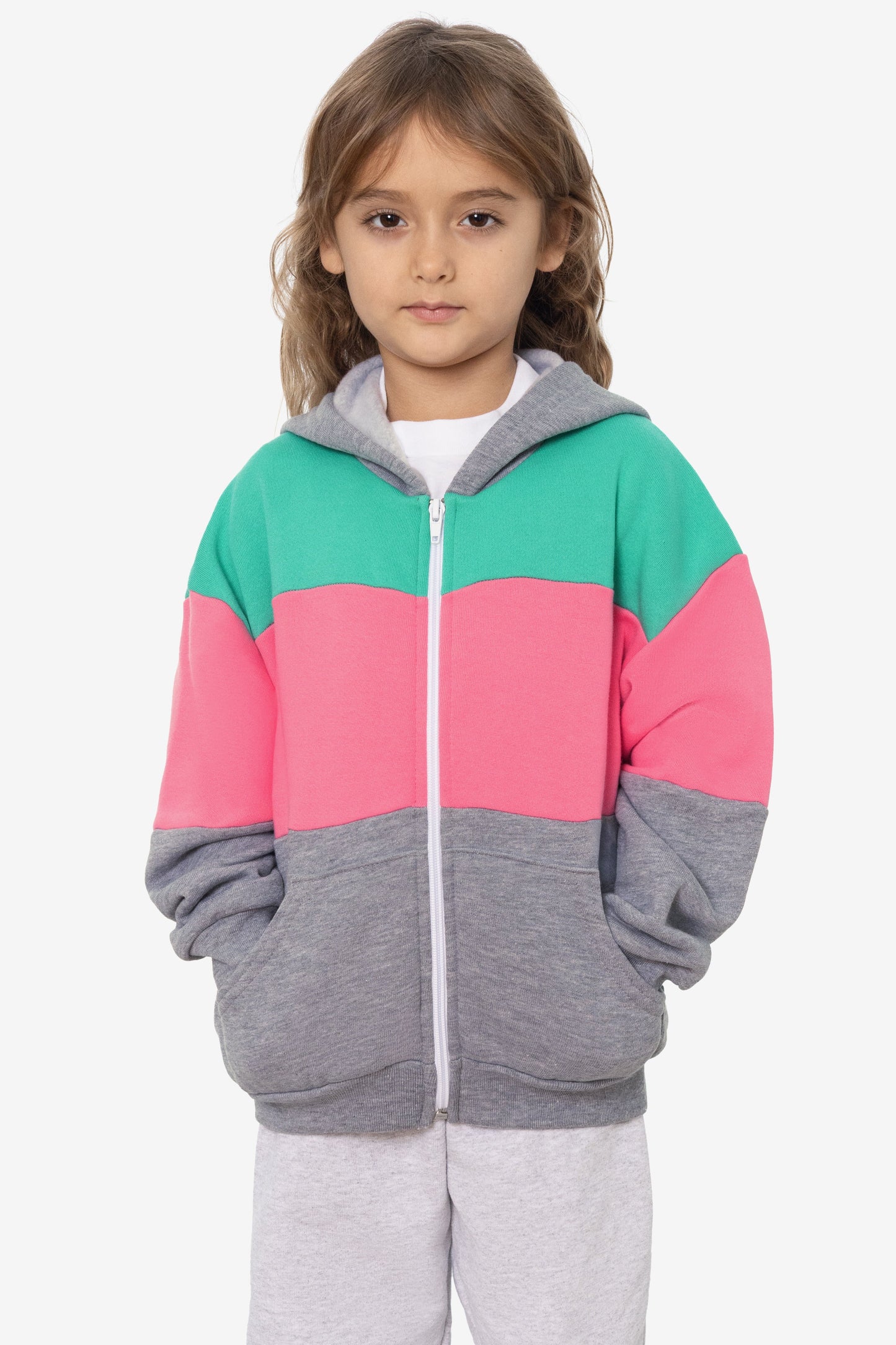 F1097CB - Kids Flex Fleece Color Block Zip Hoodie