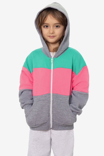F1097CB - Kids Flex Fleece Color Block Zip Hoodie