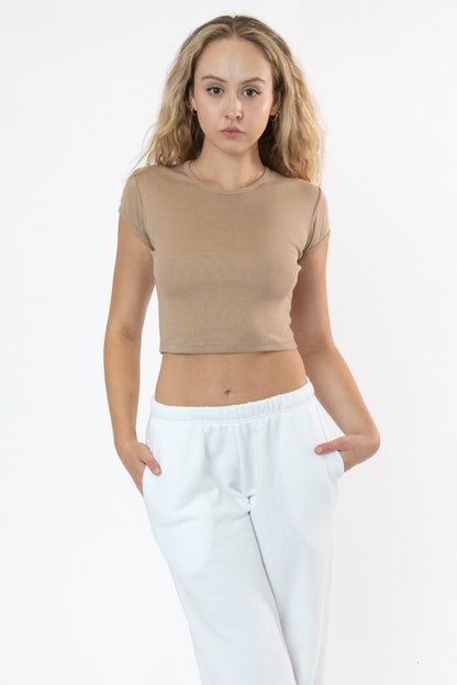 43035 - Cap Sleeve Baby Rib Crop Top