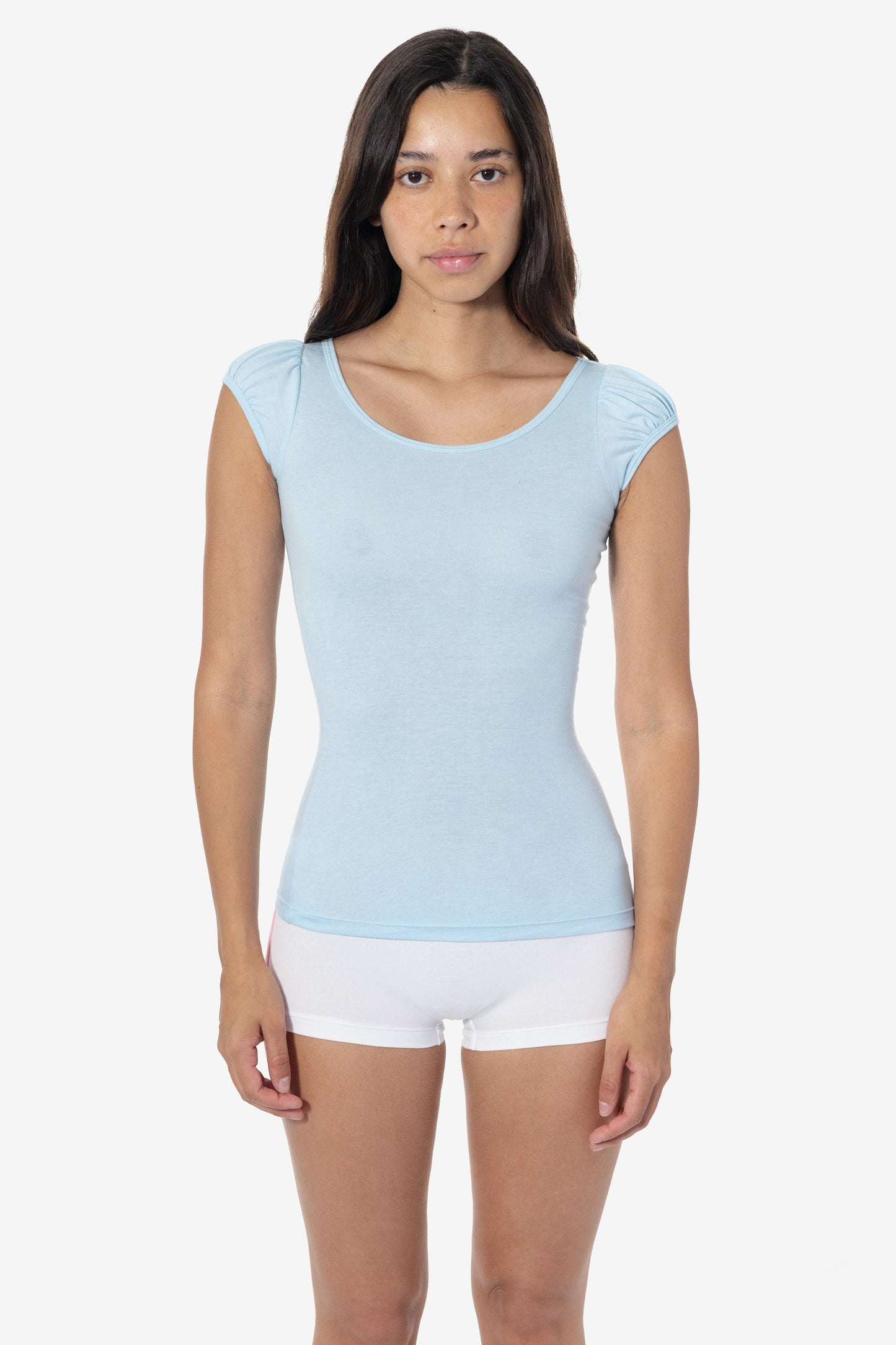 FF382 - Poly Cotton Cap Puff Sleeve Top