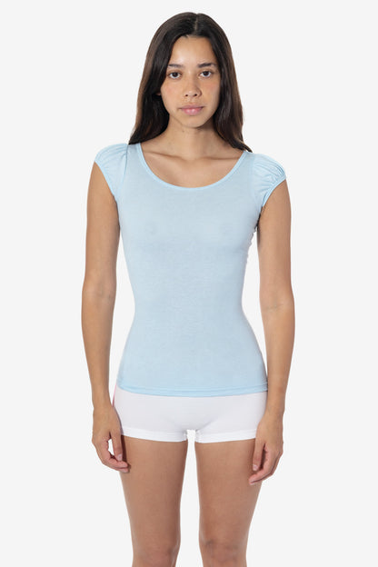 FF382 - Poly Cotton Cap Puff Sleeve Top