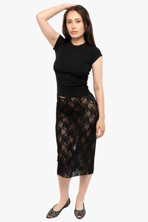 FNS301 - Floral Lace Pencil Skirt