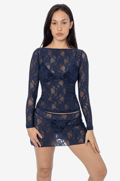 FNS384 - Floral Lace Micro Mini Slip Skirt
