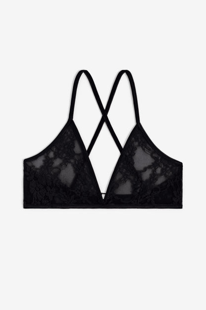 FNS92 - Floral Lace Crossback Bra