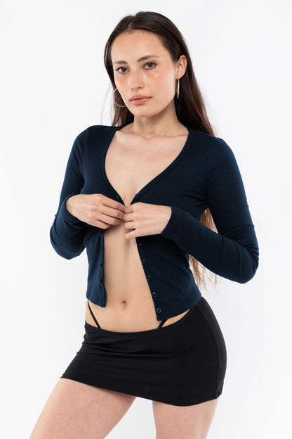 FR0114 - Flex Rib V Neck Button Up Top