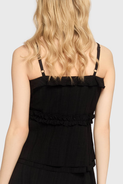 Gaia Adorned Tie Front Vest Top