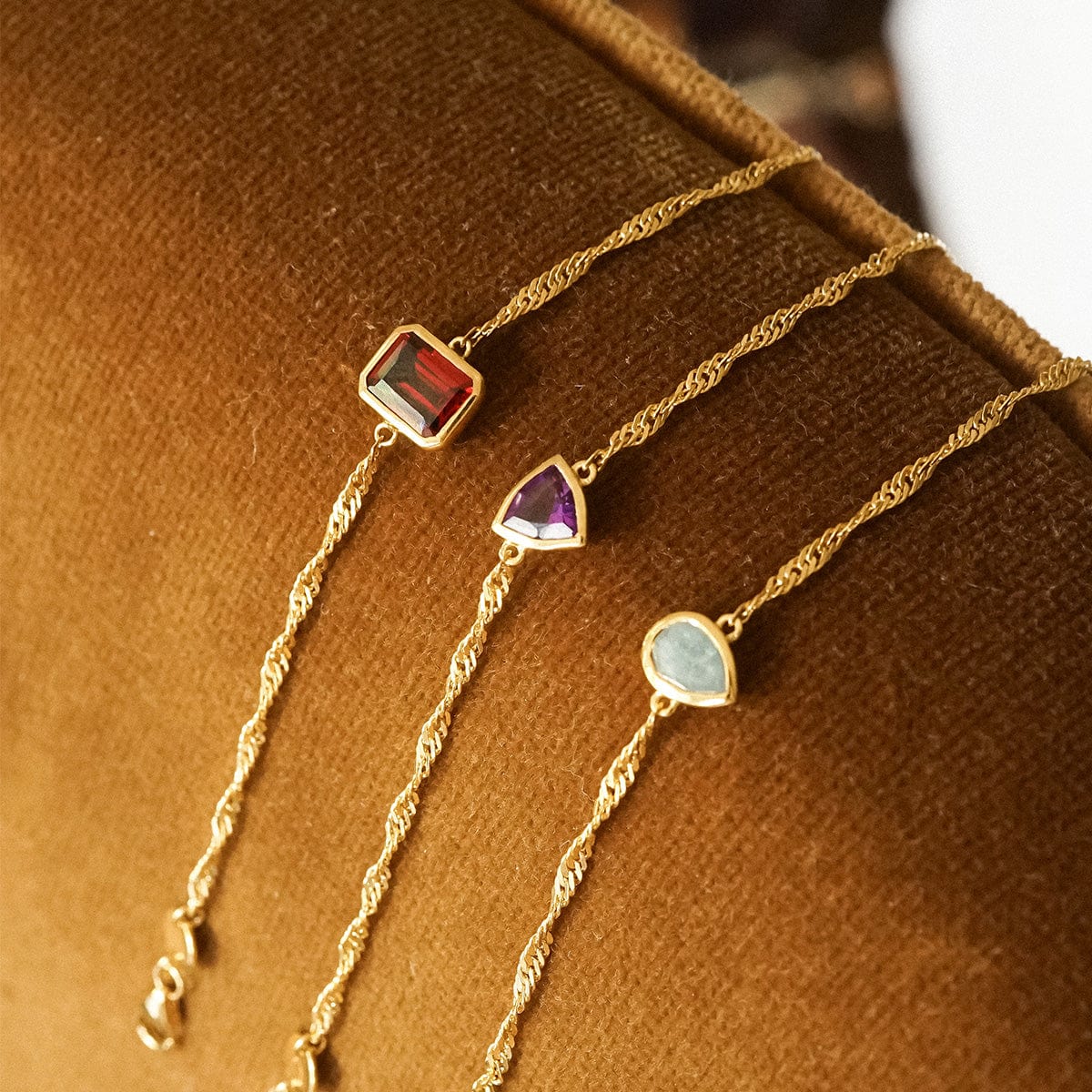 Birthstone Charm Bracelet 18ct Gold Plate