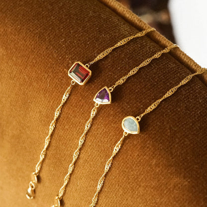 Birthstone Charm Bracelet 18ct Gold Plate