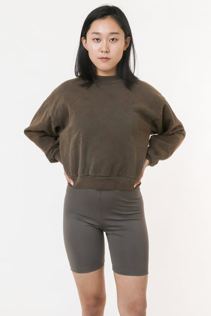HF06 - Heavy Fleece Cropped Mock Neck Pullover (Garment Dye)