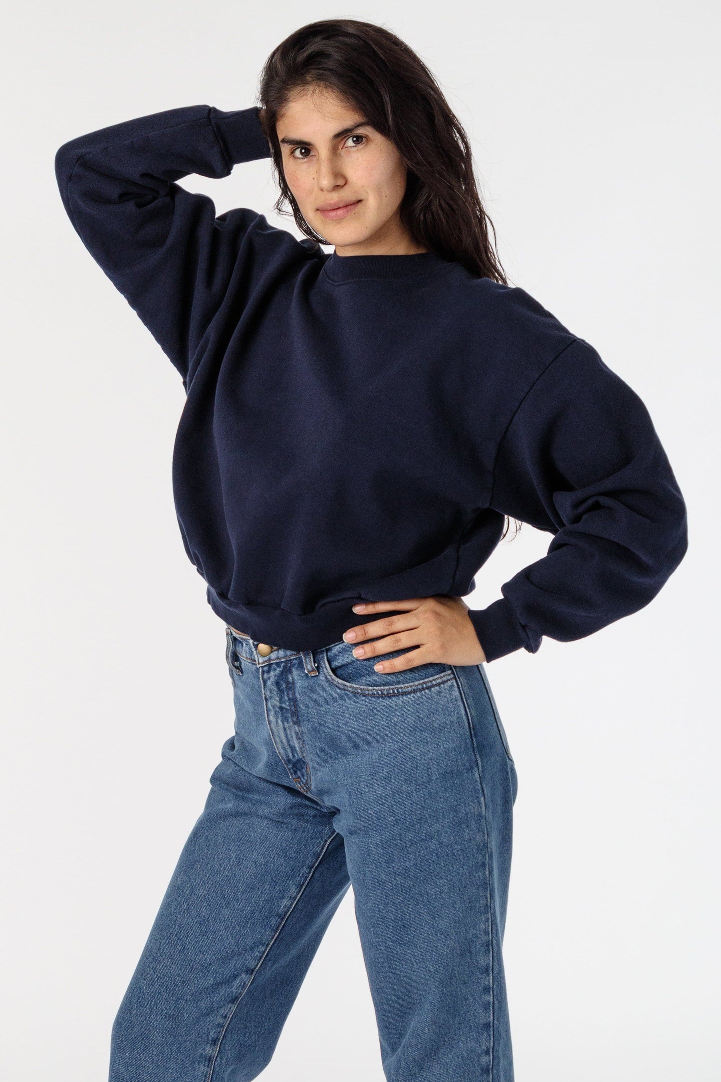 HF06 - Heavy Fleece Cropped Mock Neck Pullover (Garment Dye)