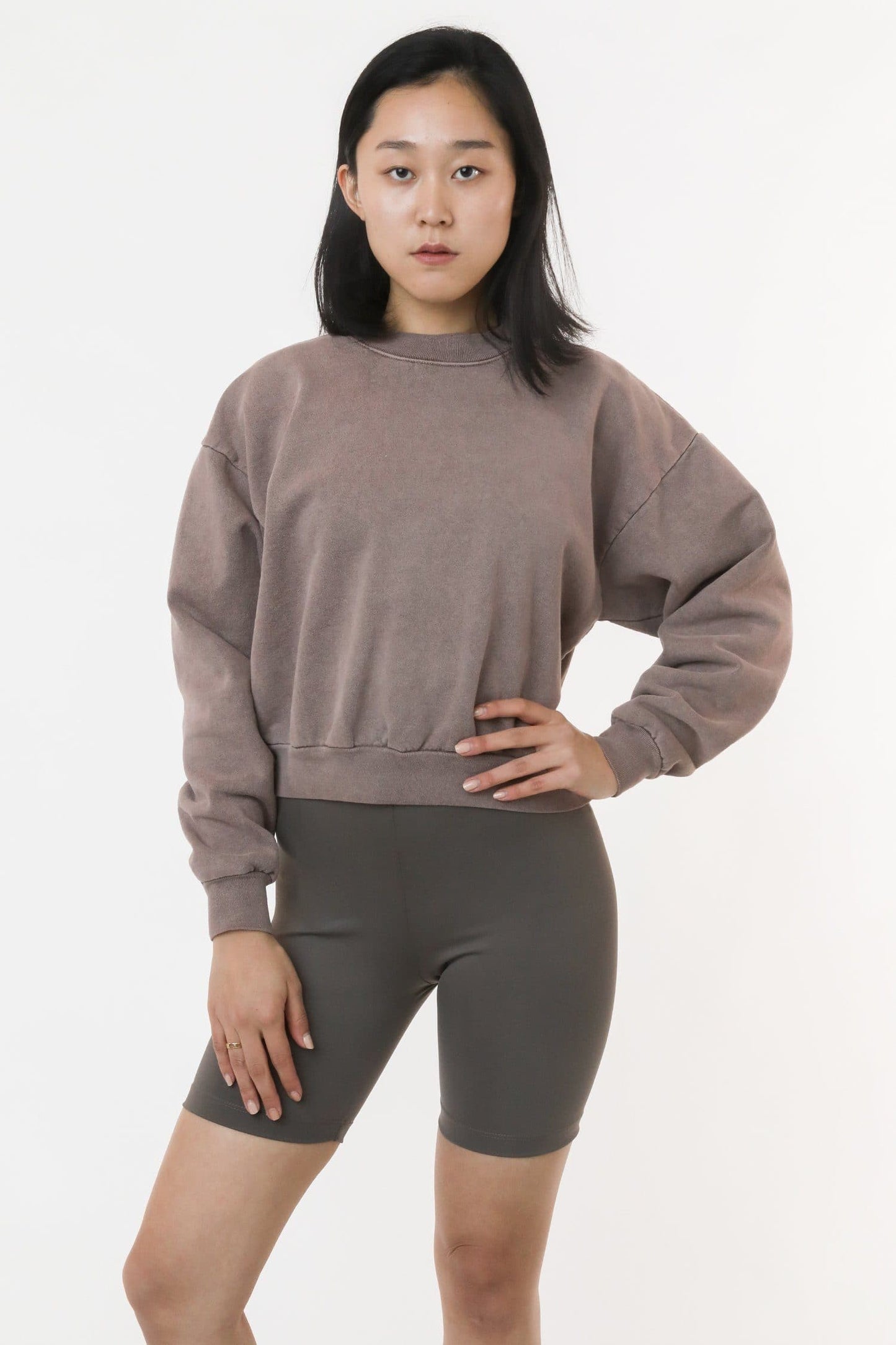 HF06 - Heavy Fleece Cropped Mock Neck Pullover (Garment Dye)