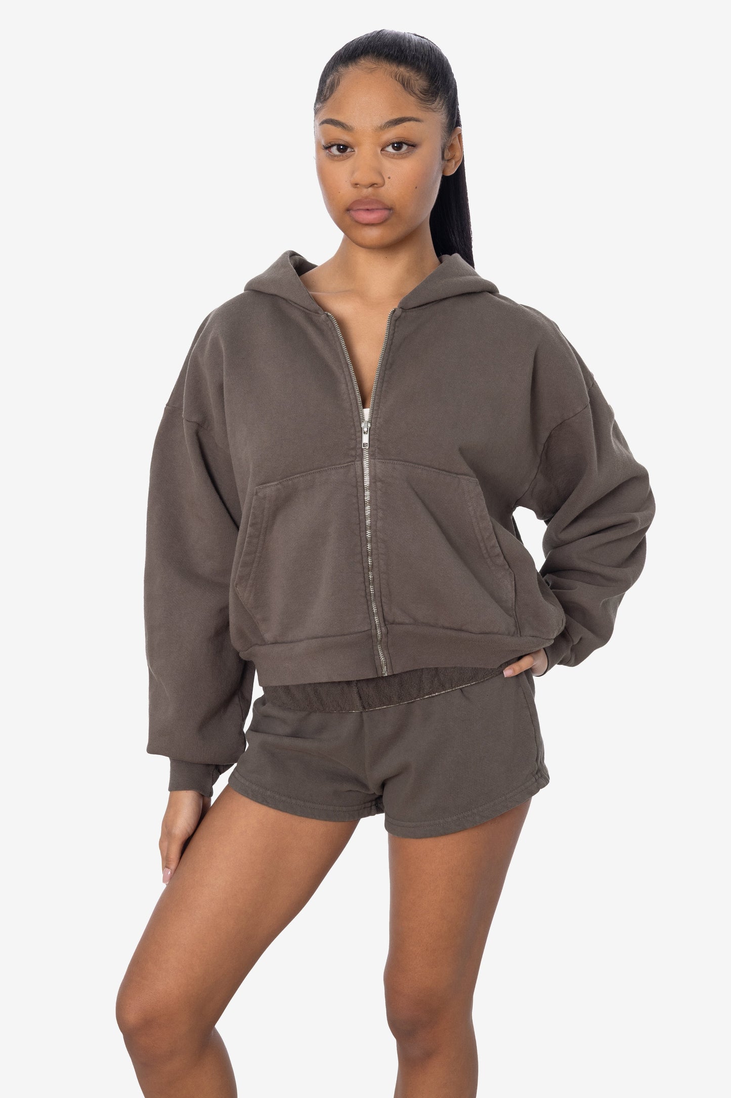 HF16 - Heavy Fleece Cropped Zip-Up Hoodie (Garment Dye)