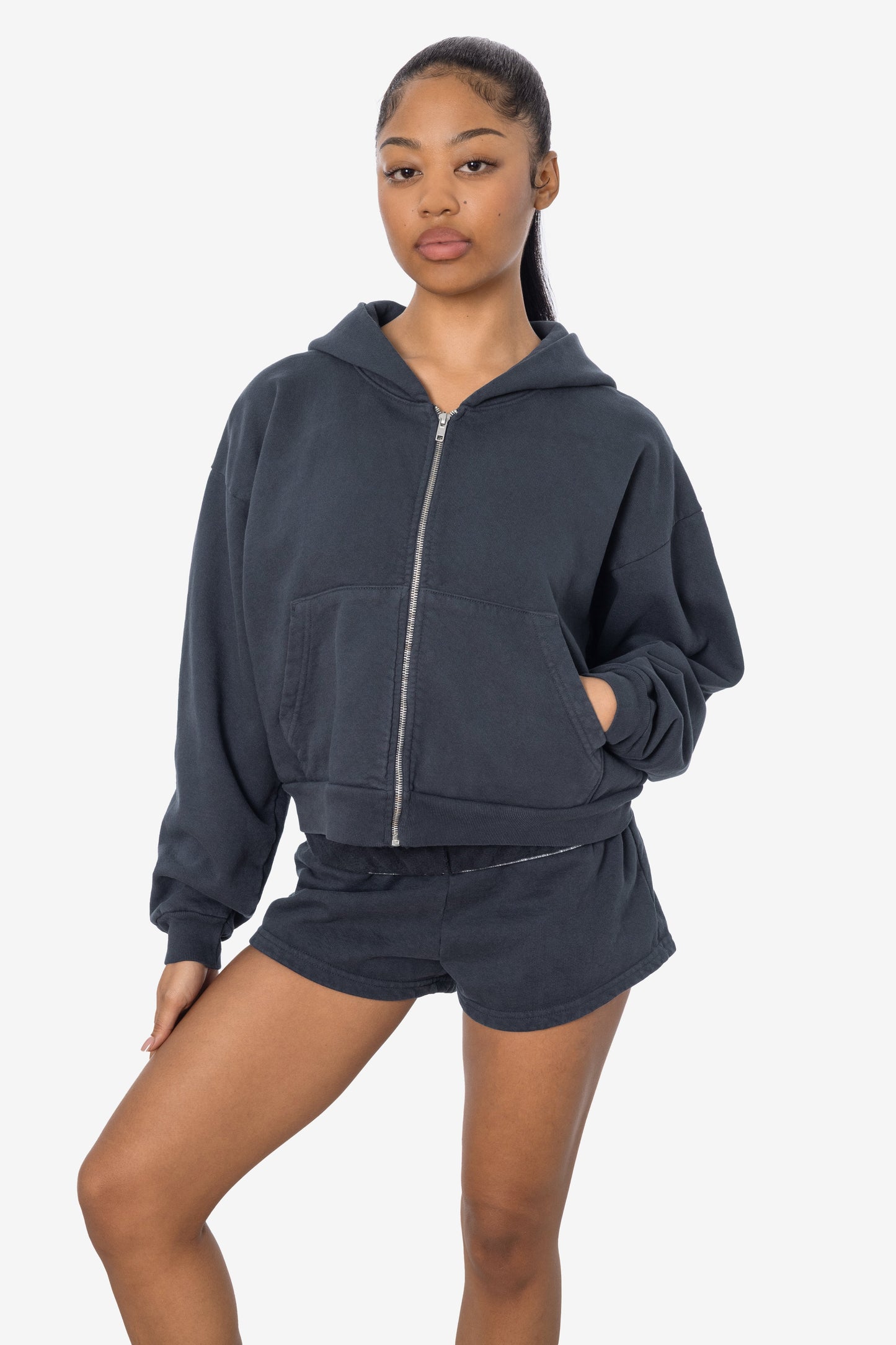 HF16 - Heavy Fleece Cropped Zip-Up Hoodie (Garment Dye)