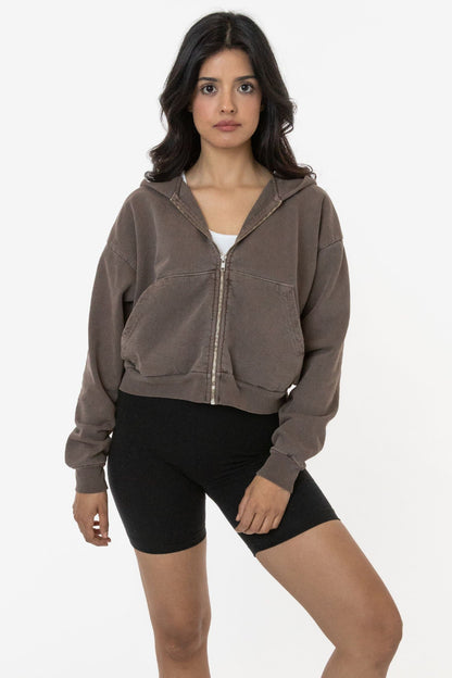 HF16 - Heavy Fleece Cropped Zip-Up Hoodie (Garment Dye)