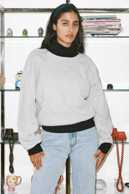 HF-313 - Heavy Fleece Oversized Turtleneck Sweater with Contrast Rib