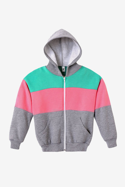 F1097CB - Kids Flex Fleece Color Block Zip Hoodie