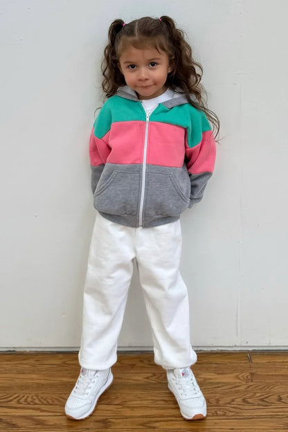F1097CB - Kids Flex Fleece Color Block Zip Hoodie