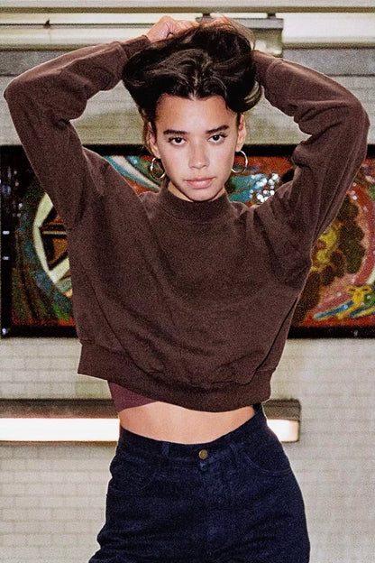 HF06 - Heavy Fleece Cropped Mock Neck Pullover (Garment Dye)