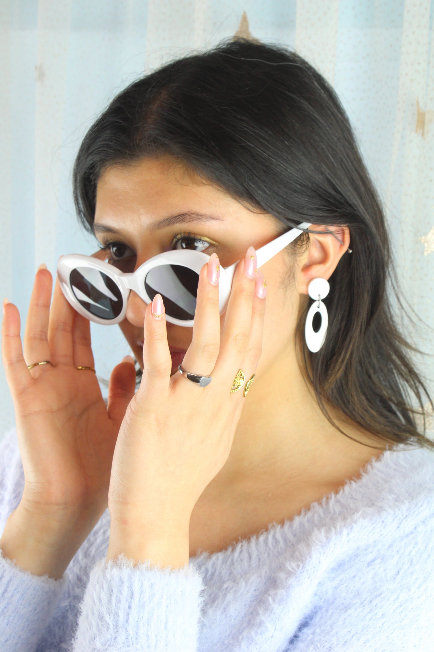Swinging 60's Oval Stud Earrings