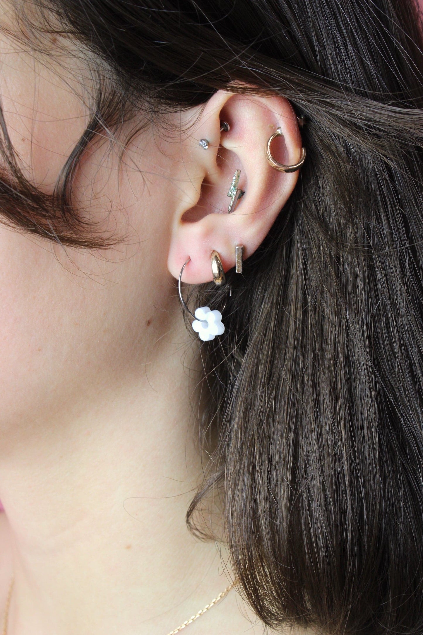 Tangerine Dream Flower Power Hoop Earring Set