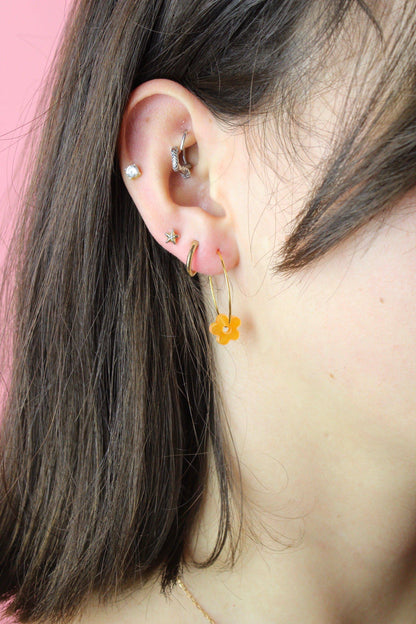 Tangerine Dream Flower Power Hoop Earring Set