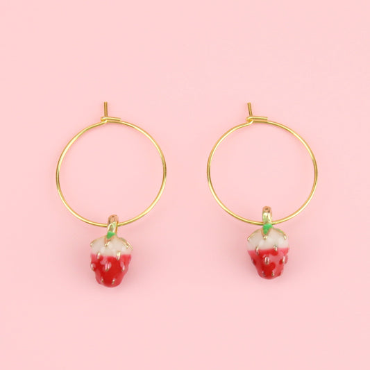Strawberry Shortcake Hoop Earrings