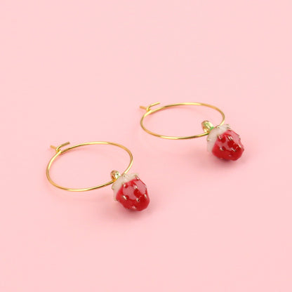 Strawberry Shortcake Hoop Earrings
