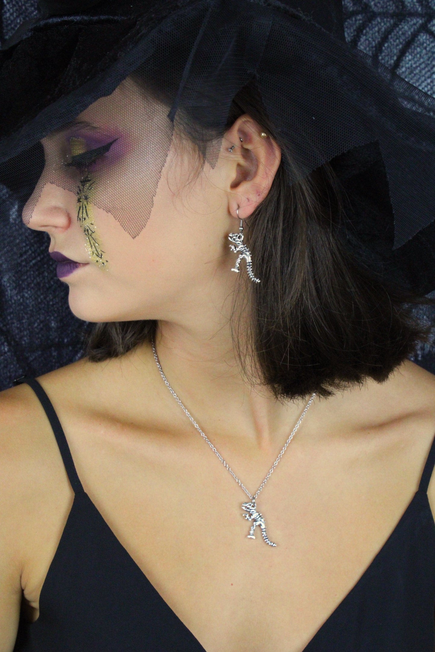 T-Rex Dinosaur Skeleton Earrings
