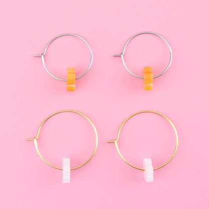 Tangerine Dream Flower Power Hoop Earring Set