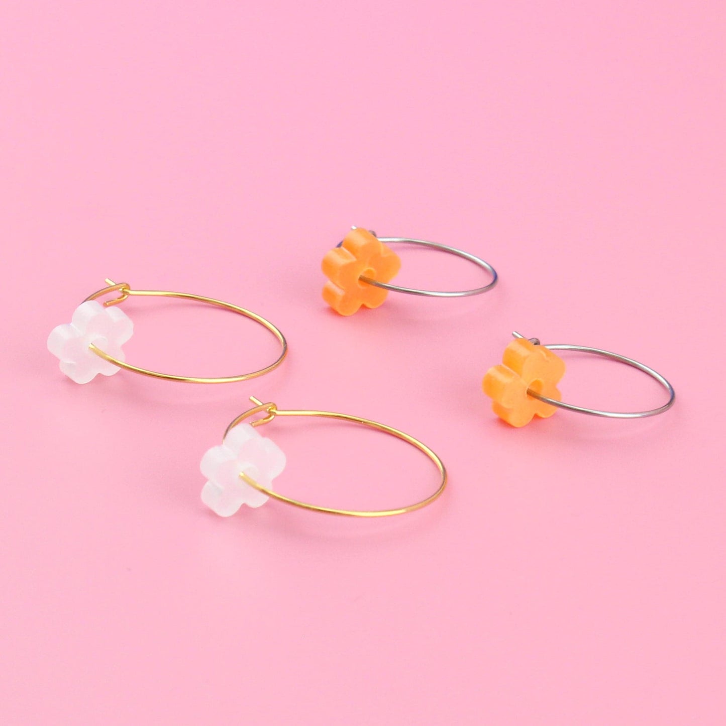Tangerine Dream Flower Power Hoop Earring Set