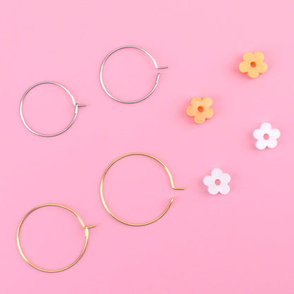 Tangerine Dream Flower Power Hoop Earring Set