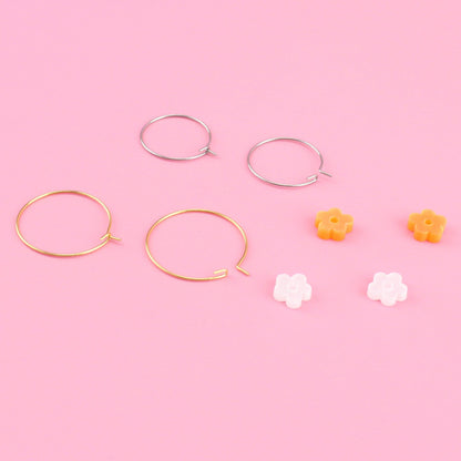 Tangerine Dream Flower Power Hoop Earring Set