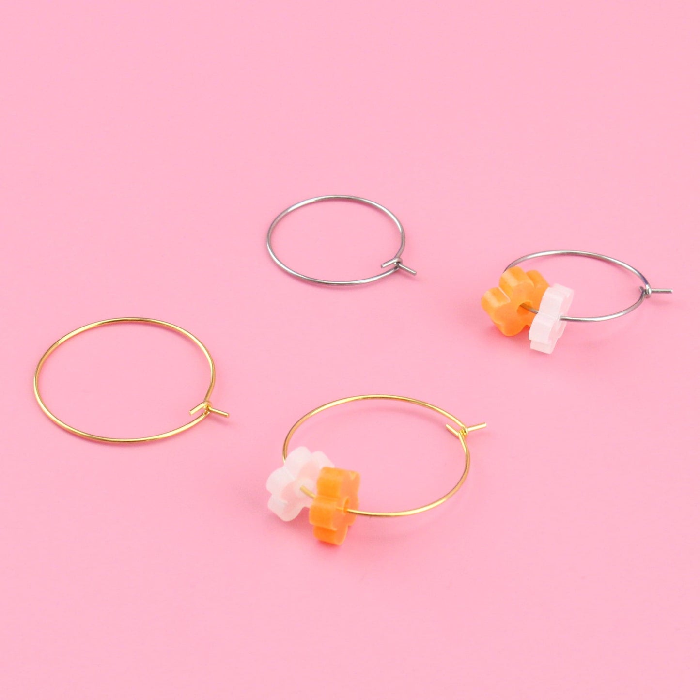 Tangerine Dream Flower Power Hoop Earring Set