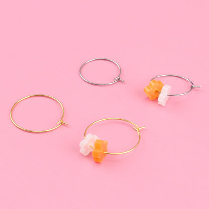 Tangerine Dream Flower Power Hoop Earring Set