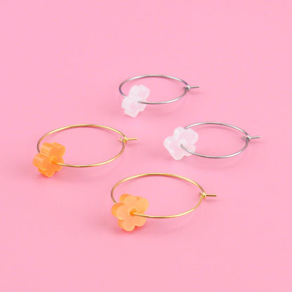 Tangerine Dream Flower Power Hoop Earring Set
